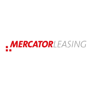 Logo der Mercator-Leasing in roten und grauen Buchstaben auf weißem Hintergrund.