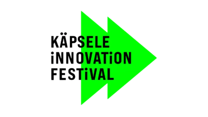 Logo des Käpsele Innovation Festival mit zwei grünen Pfeilen nach rechts auf transparentem Hintergrund.