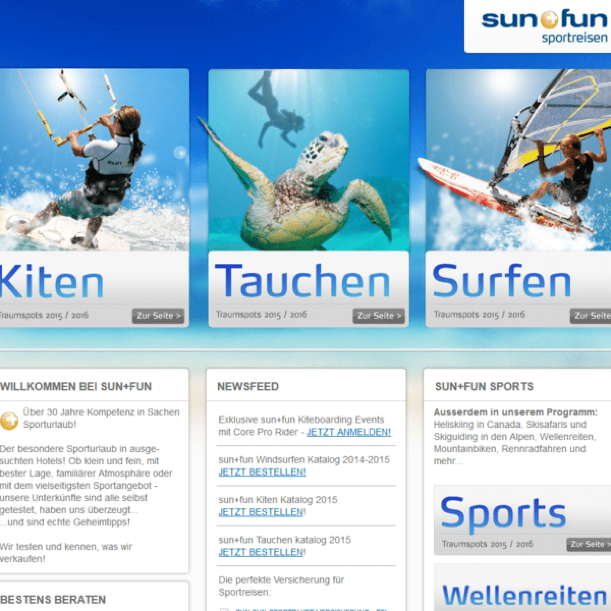 sun + fun im Jahr 2015 (Webseite - Bildschirmfoto)