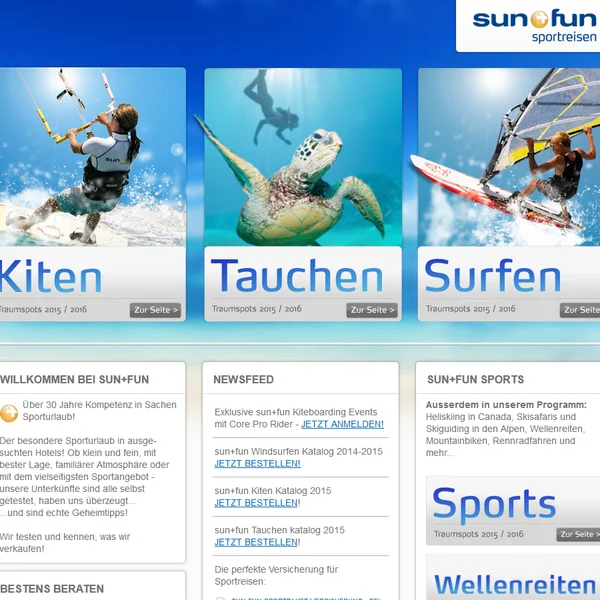 sun + fun im Jahr 2015 (Webseite - Bildschirmfoto)