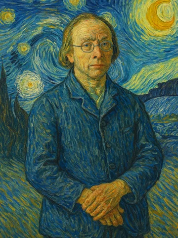 Eine Person mit Brille und hellgrünem Hemd steht vor einer Holzwand.