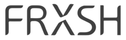 Schwarzes "FRXSH"-Logo auf transparentem Hintergrund, stilisierte Großbuchstaben.