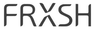 Schwarzes "FRXSH"-Logo auf transparentem Hintergrund, stilisierte Großbuchstaben.