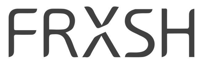 Schwarzes "FRXSH"-Logo auf transparentem Hintergrund, stilisierte Großbuchstaben.