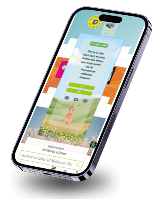 Smartphone mit geöffneter App auf dem Display; zeigt Text und Bilder mit Fokus auf Natur und Tiere.