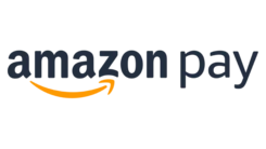 Logo von Amazon Pay, bestehend aus dem Wort "amazon" in Schwarz und "pay" in Grau. Ein orangefarbenes Pfeilsymbol verbindet die Wörter.