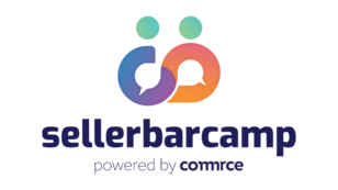 Logo des Seller Barcamp mit zwei stilisierten Personen und den Worten "sellerbarcamp powered by commercetools".