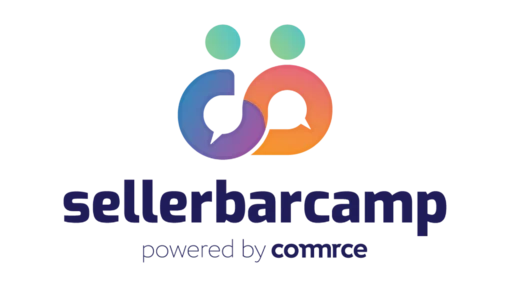 Logo des Seller Barcamp mit zwei stilisierten Personen und den Worten "sellerbarcamp powered by commercetools".