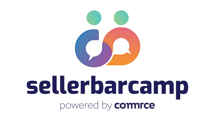 Logo des Seller Barcamp mit zwei stilisierten Personen und den Worten "sellerbarcamp powered by commercetools".