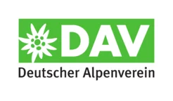 Logo des Deutschen Alpenvereins (DAV) mit stilisierter Edelweißblüte auf grünem Hintergrund.