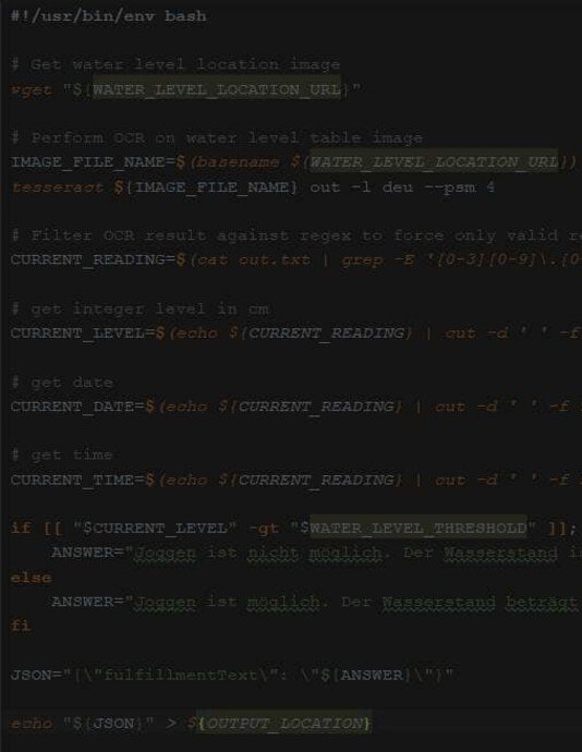 Code-Skript mit Bedingungen und Variablen; dunkler Hintergrund mit farbiger Syntax-Hervorhebung.