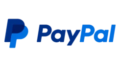 Blaues Logo mit Schrift "PayPal" auf weißem Hintergrund.