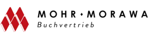Logo von Mohr Morawa Buchvertrieb mit roten, überlappenden Dreiecken links und Schriftzug rechts.