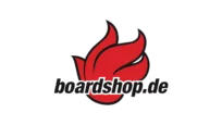 Logo von Boardshop.de: Rote Flamme hinter dem schwarzen Schriftzug "boardshop.de".