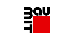Logo mit stilisiertem Schriftzug "Bauhaus" und rotem Quadrat.