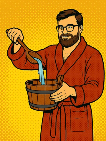 Ich weiß nicht, wer auf dem Foto ist, aber hier ist ein ALT-Text: Mann mit Bart und Brille steht vor einer hölzernen Wand, schaut lächelnd.