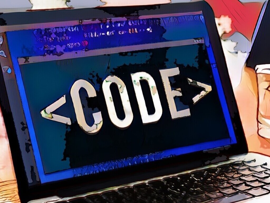 Notebook mit Schriftzug Code Horizontal
