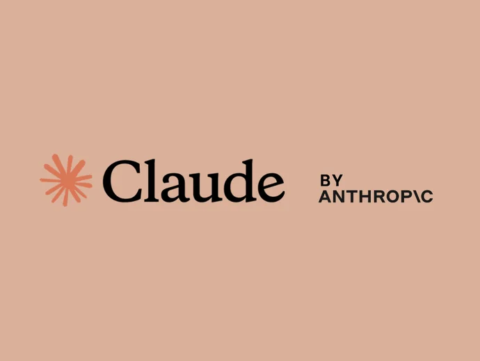 Logo von Claude by Anthropic, mit stilisierter orangefarbener Blume auf beigem Hintergrund.