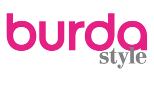 Burda Style Logo in pinker und grauer Schrift auf weißem Hintergrund.