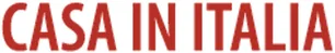 Roter Schriftzug "CASA IN ITALIA" auf weißem Hintergrund.