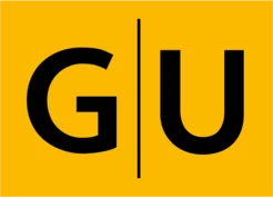 Logo mit schwarzem "G" und "U" getrennt durch senkrechte Linie auf gelbem Hintergrund.