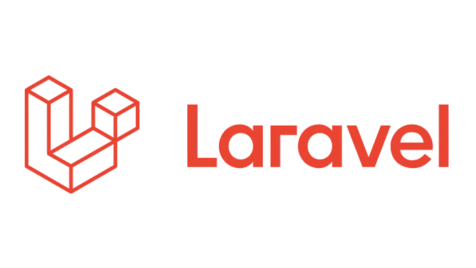 Rotes Laravel-Logo auf transparentem Hintergrund. Darunter steht der Schriftzug „laravel“.