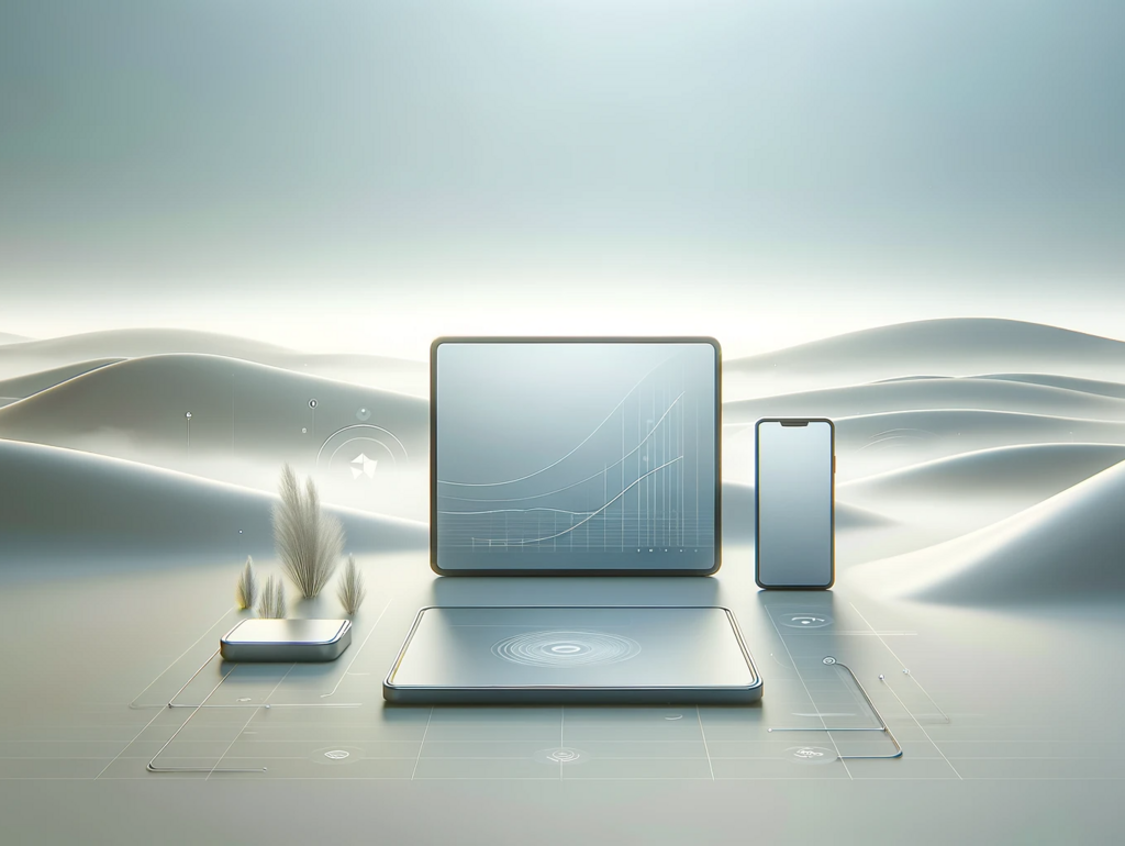 DALL·E 2023-11-28 14.39.03 - A calm and sophisticated horizontal image for a blog article on 'Digital Sales in SMEs  Strategies for Sustainable Growth in a Constantly Changing Mar