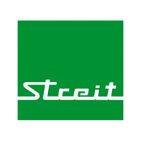 Grünes Logo mit dem weißen Schriftzug "Streit" in einer stilisierten, geschwungenen Schriftart.